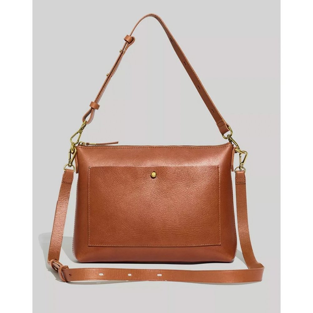 Madewell Womens $158 Transport Shoulder Crossbody Bag English Saddle NC275 D3